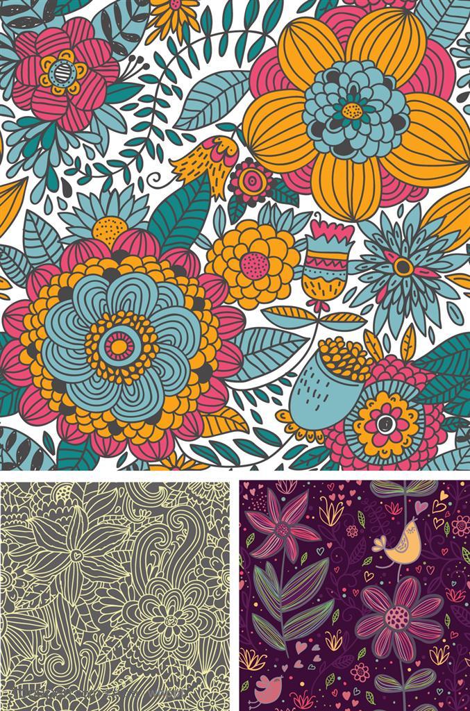 线描花卉画稿背景矢量图 - 堆糖,美图壁纸兴趣社区