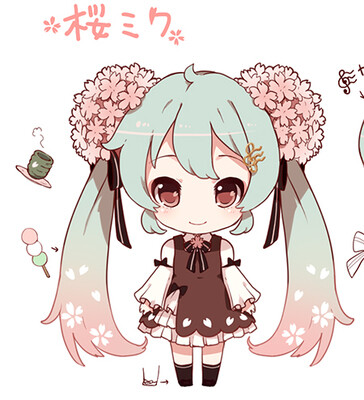 定制gekkou cos服装定做 樱miku sakura樱初音 同人作 绣樱连衣裙 dj