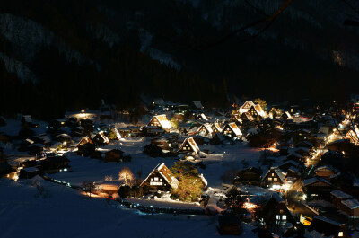 【雪村温馨夜景】白川乡合掌村