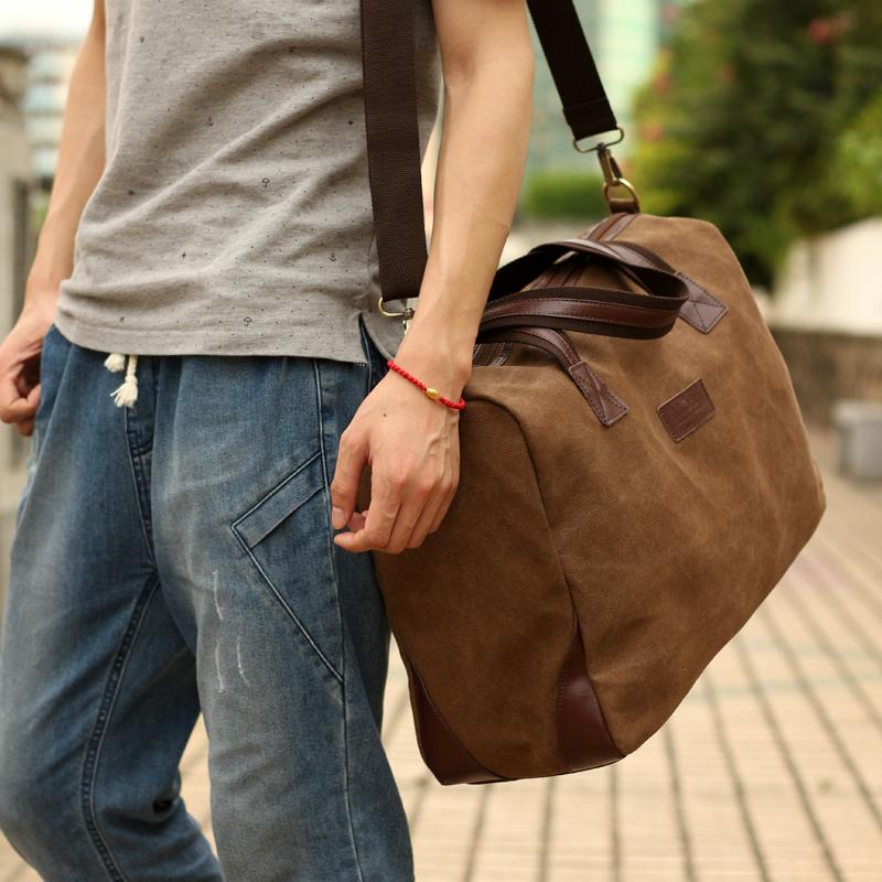 复古帆布包 旅行大包男士单肩包斜挎包 行李包大容量包男包手提包