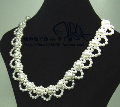 diy手工串珠 优质珍珠材料包 高贵纯白珍珠项链 中文走线教程