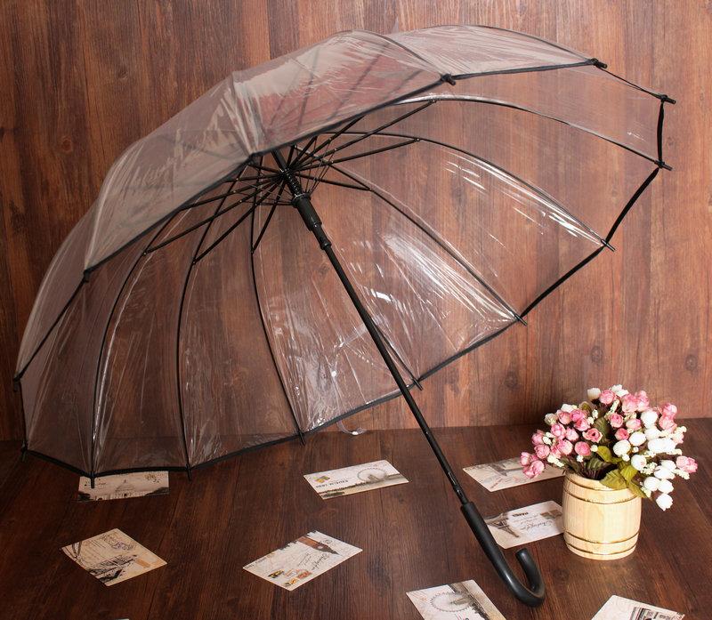 透明雨伞 长柄伞日本小清新雨伞 创意自动男女情侣雨伞