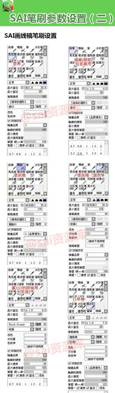 Sai笔刷设置 堆糖 美图壁纸兴趣社区