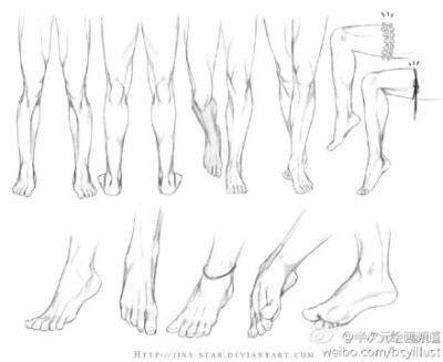 【绘画教材】腿和脚的绘画方法,半次元汉化出品~小梦推荐素材库,传送