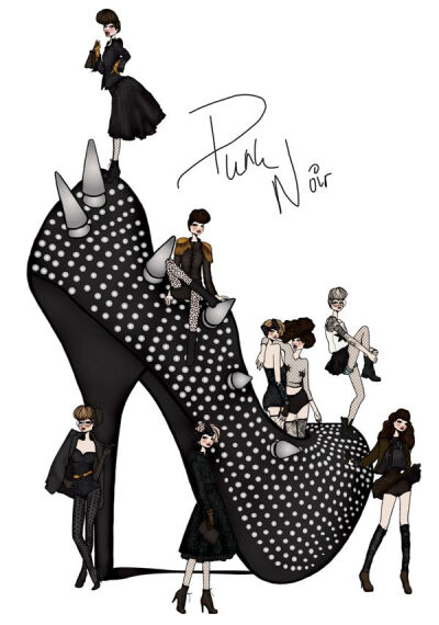 鞋子手绘效果图 fashion shoes illustration 高跟鞋手稿素材