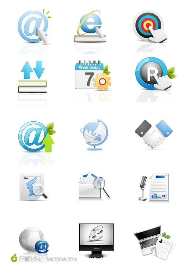 精美网站网络图标-合作握手,地球,日历等