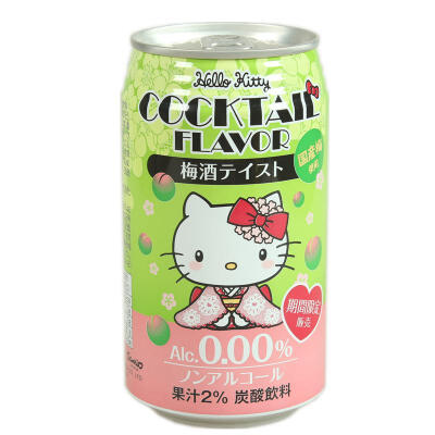 日本三丽鸥无酒精梅子味梅子酒碳酸饮料350ml限量发售hellokitty