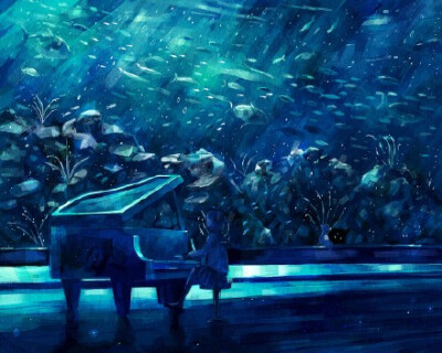 蓝色梦幻风格的水族馆主题