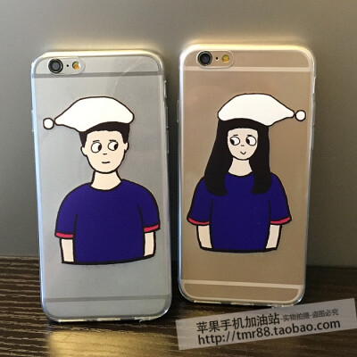 日系睡衣文艺情侣头像iphone6手机壳5s苹果6plus轻薄软硅胶套原创意潮