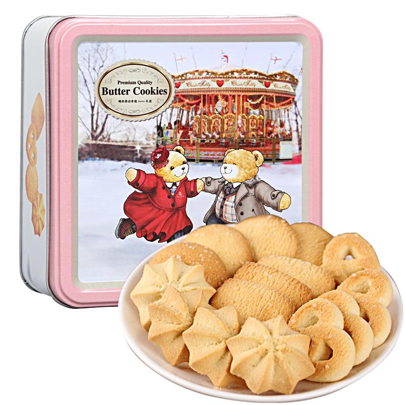 香港进口经典泰迪小熊曲奇饼干铁盒抹茶手工巧克力饼干奶油113克