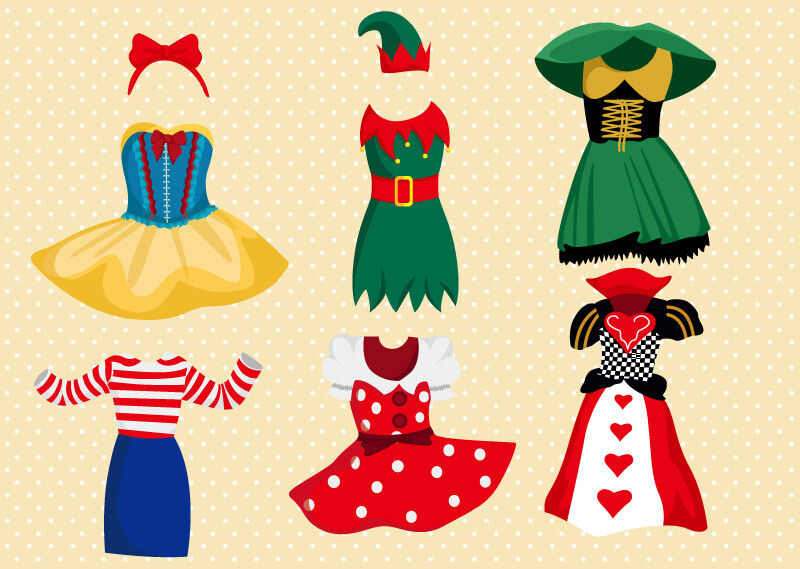 素材格式:eps,素材关键词:衣服,服饰,童话,化妆舞会,戏服