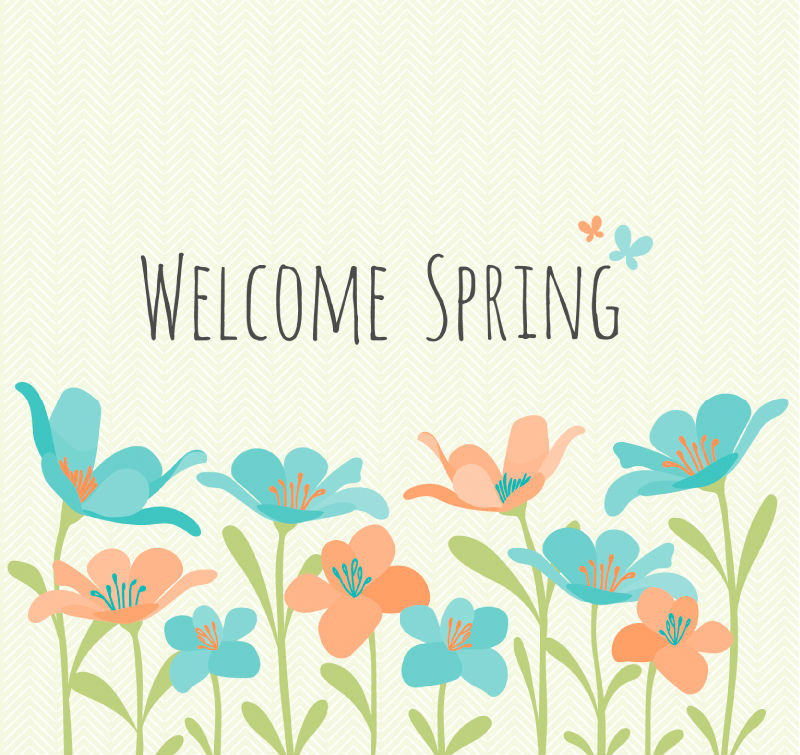 彩色欢迎春天的花丛矢量素材,素材格式:ai,素材关键词:花卉,春天,花丛