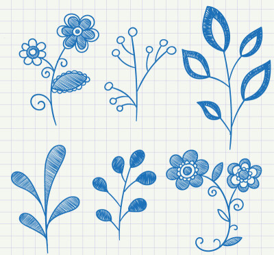 素材格式:ai,素材关键词:花卉,植物,花,手绘,草