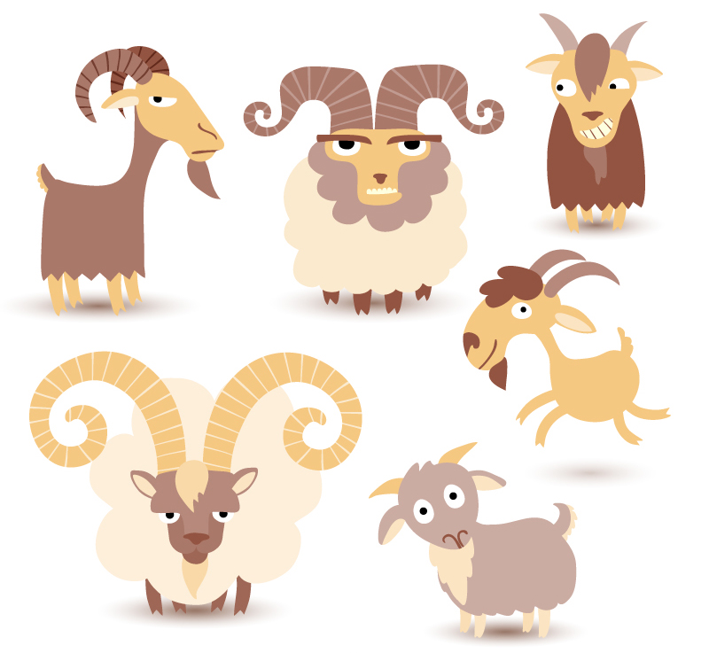 6款卡通羊设计矢量素材,素材格式:ai,素材关键词:卡通,山羊,羊