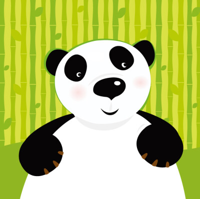 可爱憨厚熊猫矢量素材,素材格式:eps,素材关键词:熊猫,卡通,竹子