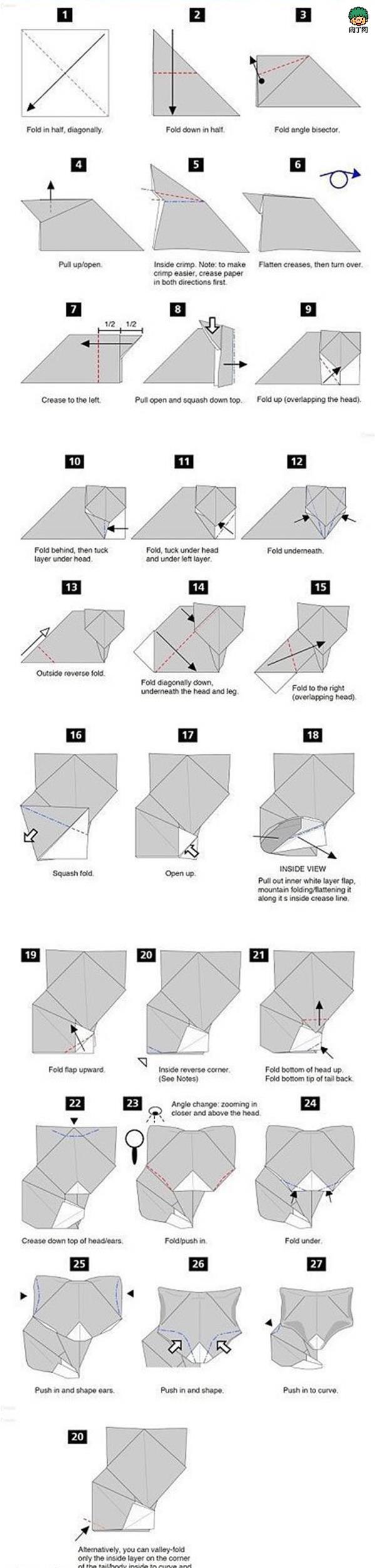 动物折纸教程大全:小狐狸折纸方法图解╭