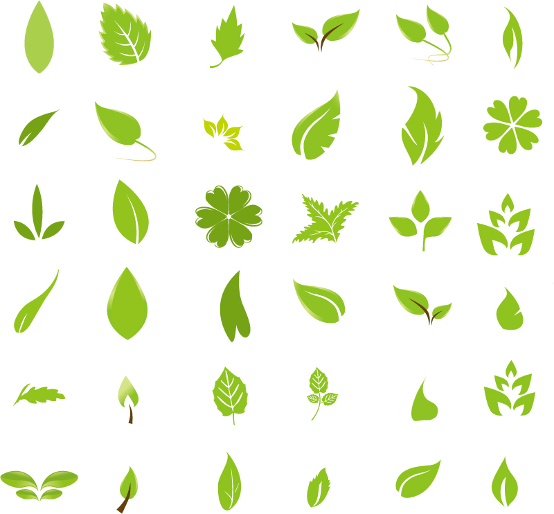 36款绿叶设计矢量素材,素材格式:eps,素材关键词:树叶,植物,叶子