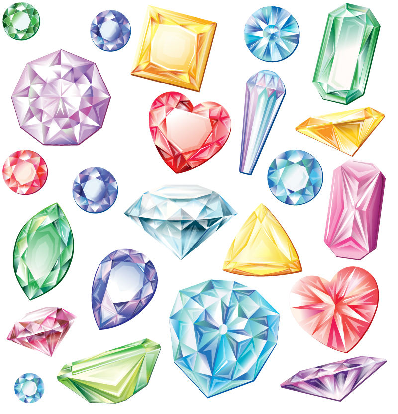 彩色钻石设计矢量素材,素材格式:eps,素材关键词:钻石,生活百科,宝石