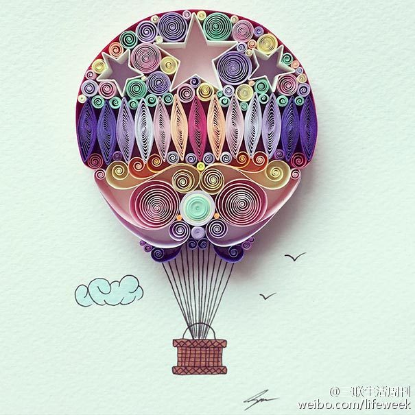 热气球.作者:土耳其姑娘sena runa.纸艺 卷纸艺术 手工