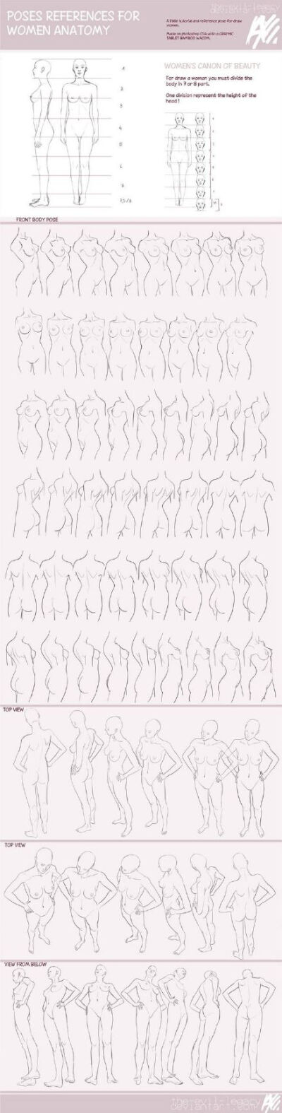 sai资源库# 百家人体结构画法,人体骨骼结构和肌肉走势分析参考,女性