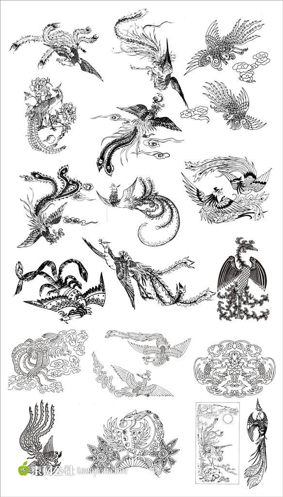 中国传统凤凰图案矢量素材