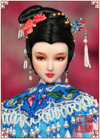 1/6娃娃古装发型125——李纨;模特:obitsu