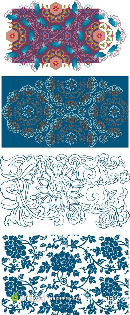 中国传统莲花纹矢量素材图案