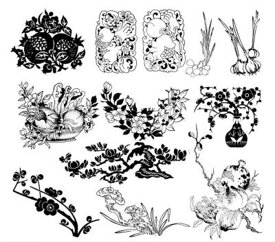 中国传统吉祥图案植物花纹矢量素材