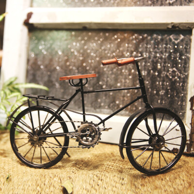 80后回忆复古怀旧自行脚踏车摆件老式铁皮手工铁艺车模型创意礼物
