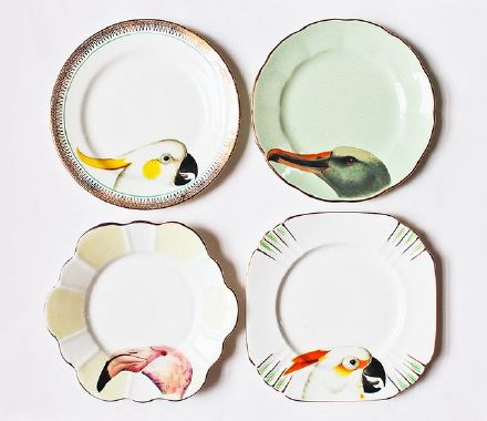 来自英国设计师yvonne ellen创作的小动物彩绘盘子设计作品,将盘子
