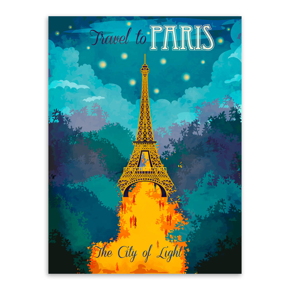 轻艺术 图说 进口 英文 巴黎铁塔 街景 海报画芯
