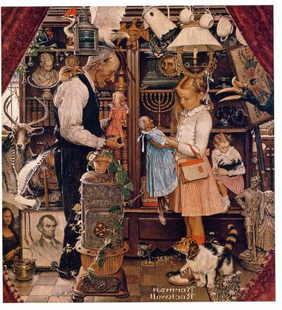 说到美国插画黄金时代的画家不得不提norman rockwell(1894-1978),他