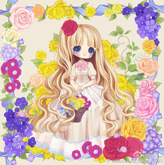 花仙子 萌妹子 大眼睛 插画 二次元 软 美少女 可爱 动漫 插画