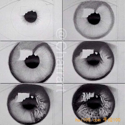 眼睛教程 唯美 瞳孔 黑白 手绘 教程 二次元意境 写实