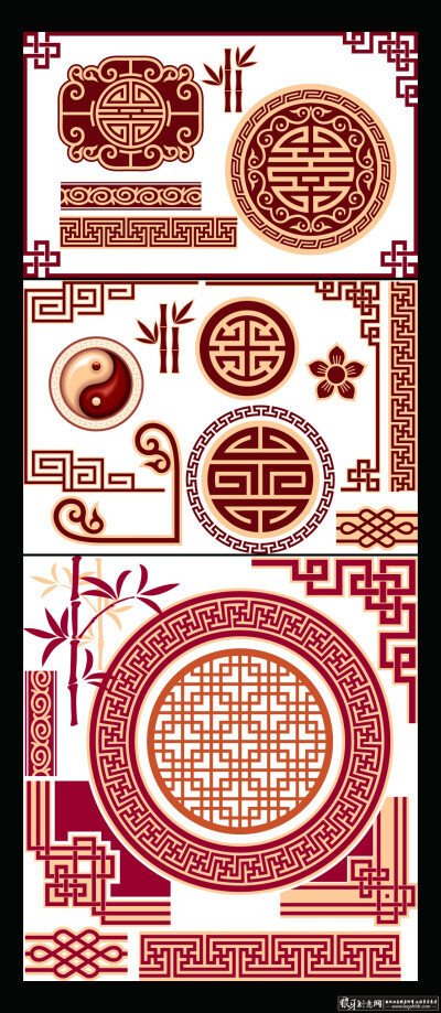 花纹图腾矢量素材,复古图腾,古典图腾,圆形图腾,圆圈,纹样图案,中国