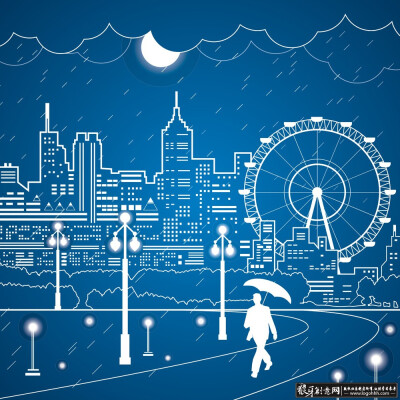 商务科技 矢量城市线稿图 城市线描摩天轮,城市速写线稿背景图 速写