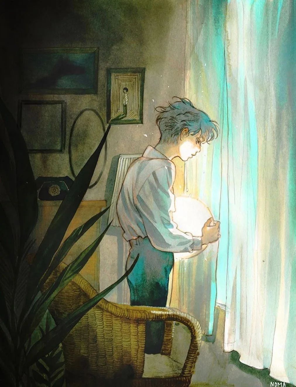插画师 noma 的治愈系水彩插画作品