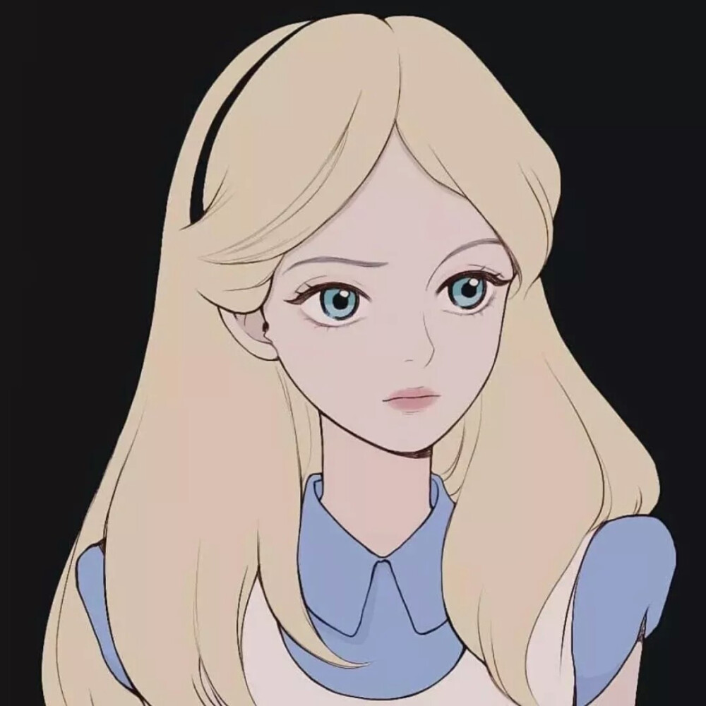 迪士尼公主头像爱丽丝可爱蓝色系