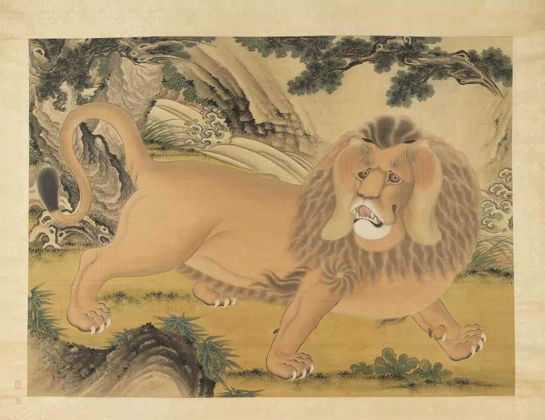 刘九德《画狻猊,绢本设色,176.8×238.5cm,清代,台北故宫博物院藏