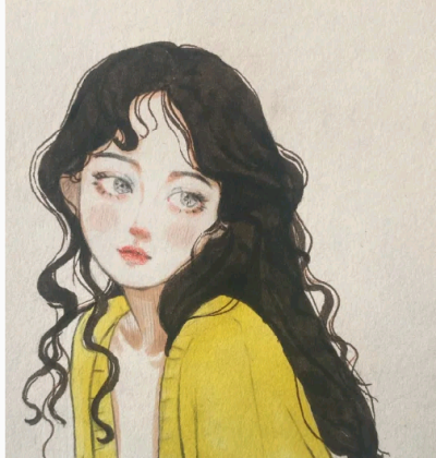 红衣手绘头像