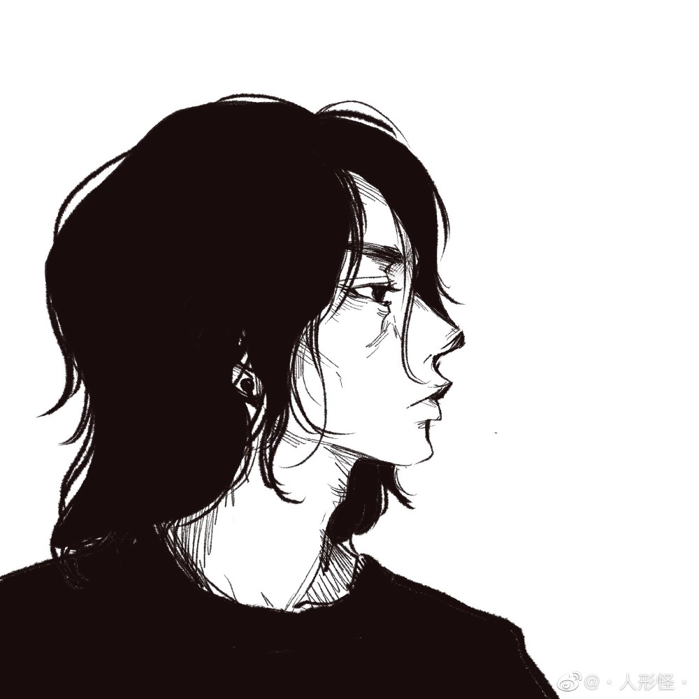 简约 男头 黑白源自水印:微博:人形怪