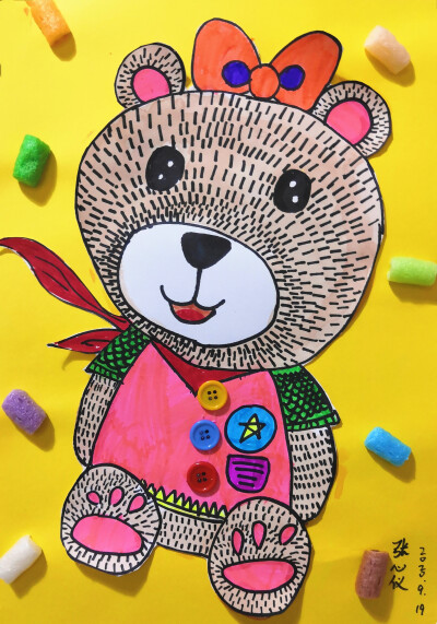 泰迪熊,小熊.少儿美术·儿童美术·创意美术·综合美术·儿童画.