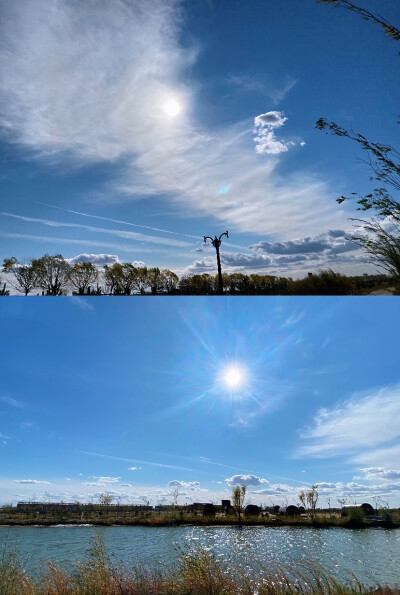 天空很蓝,太阳很暖.