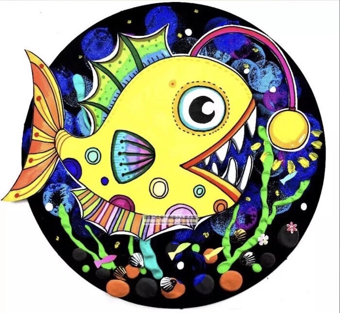 创意儿童画灯笼鱼