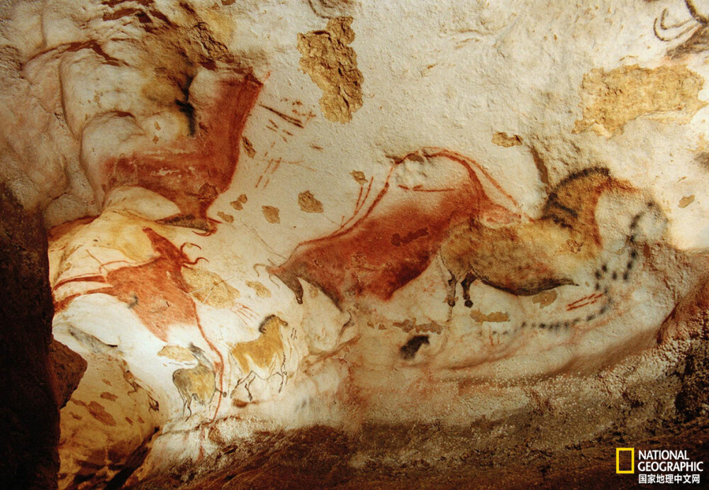 史前岩画 法国西南部拉斯科(lascaux)洞穴中,史前的艺术创作装饰着岩