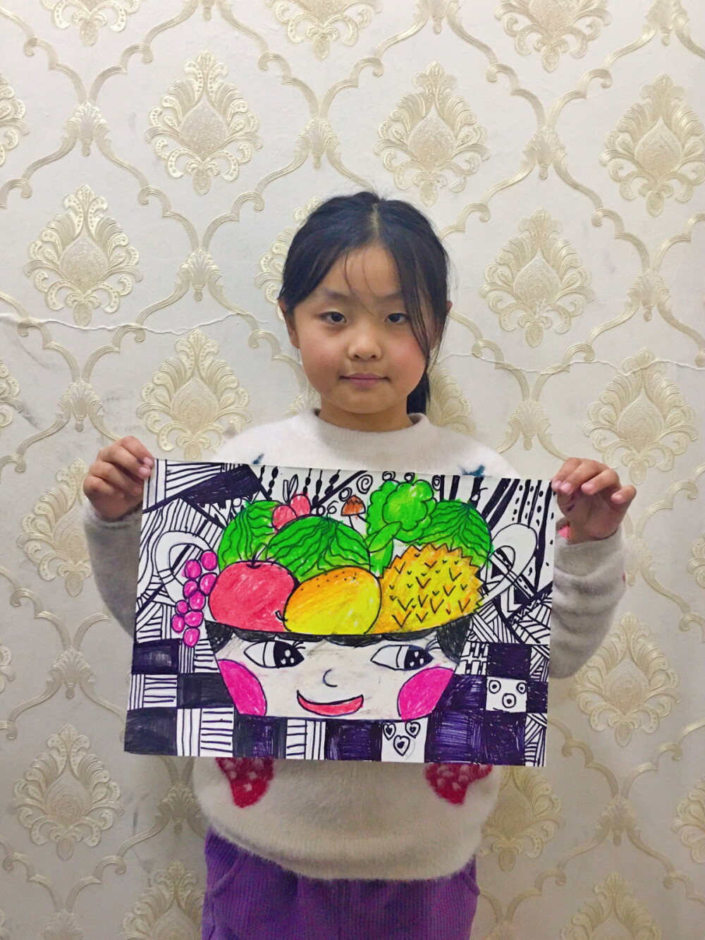 儿童画 水果蔬菜篮