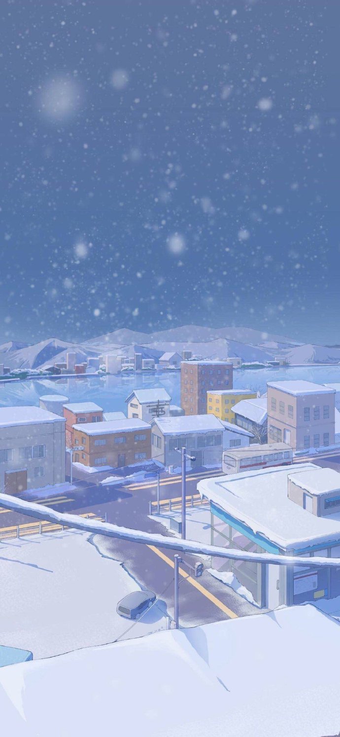 雪景 冬天 小清新 治愈系 城市 手机壁纸 全面屏壁纸