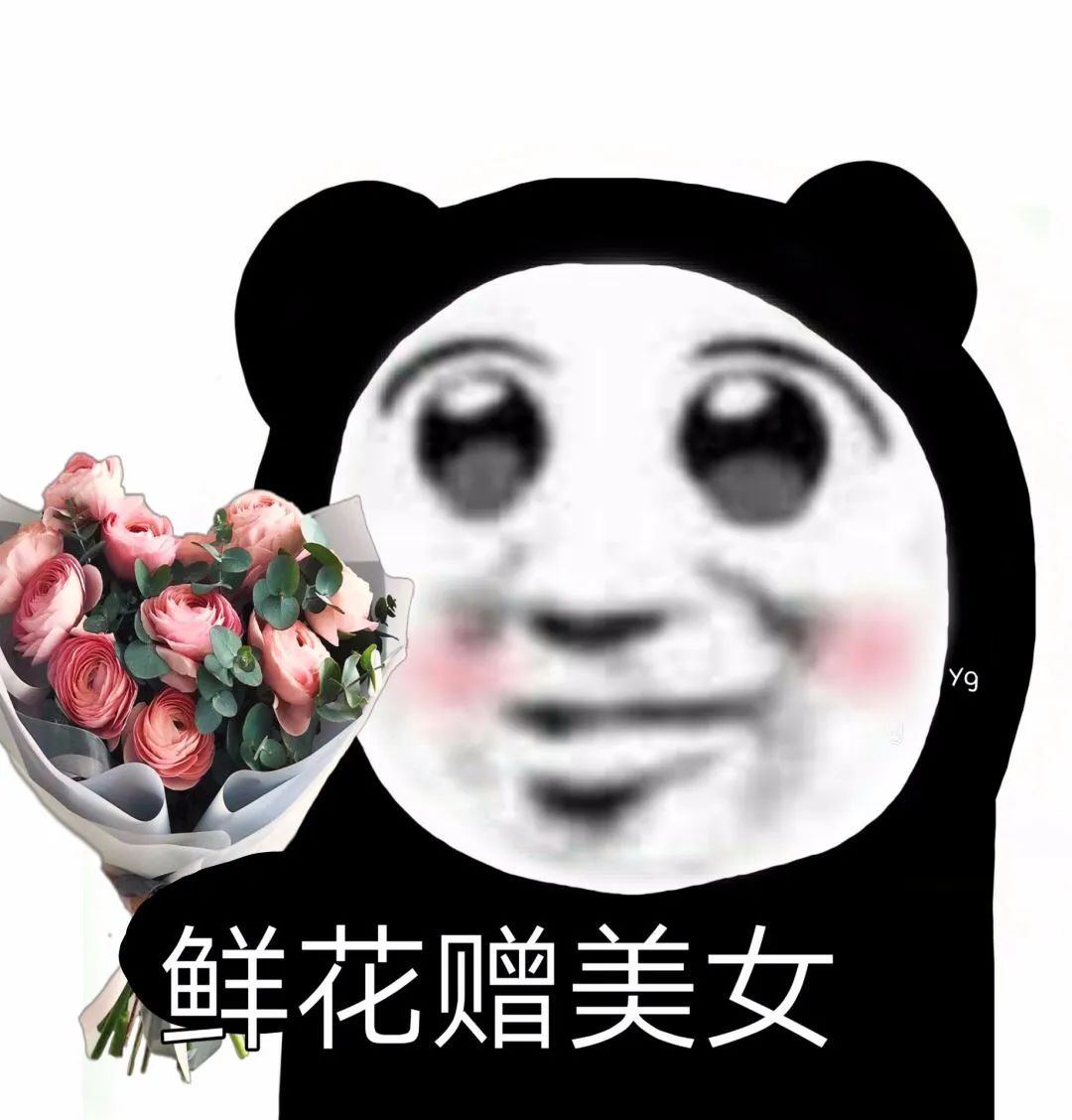 熊猫表情包鲜花赠美女