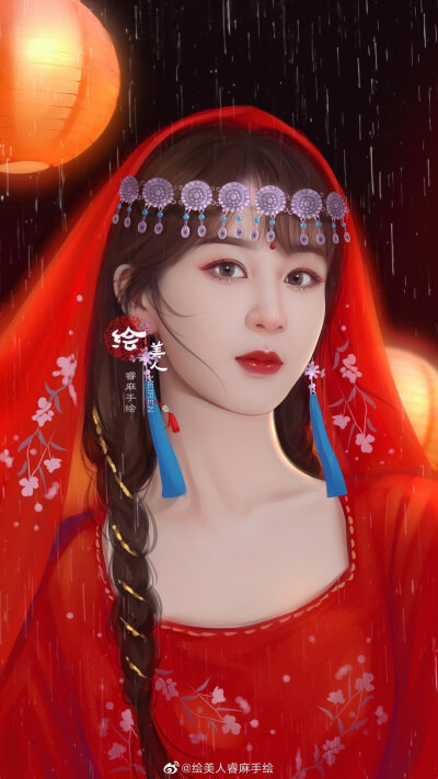 微博:绘美人睿麻手绘 禁止盗图二改 转载注明出处 赵丽颖 angelababy