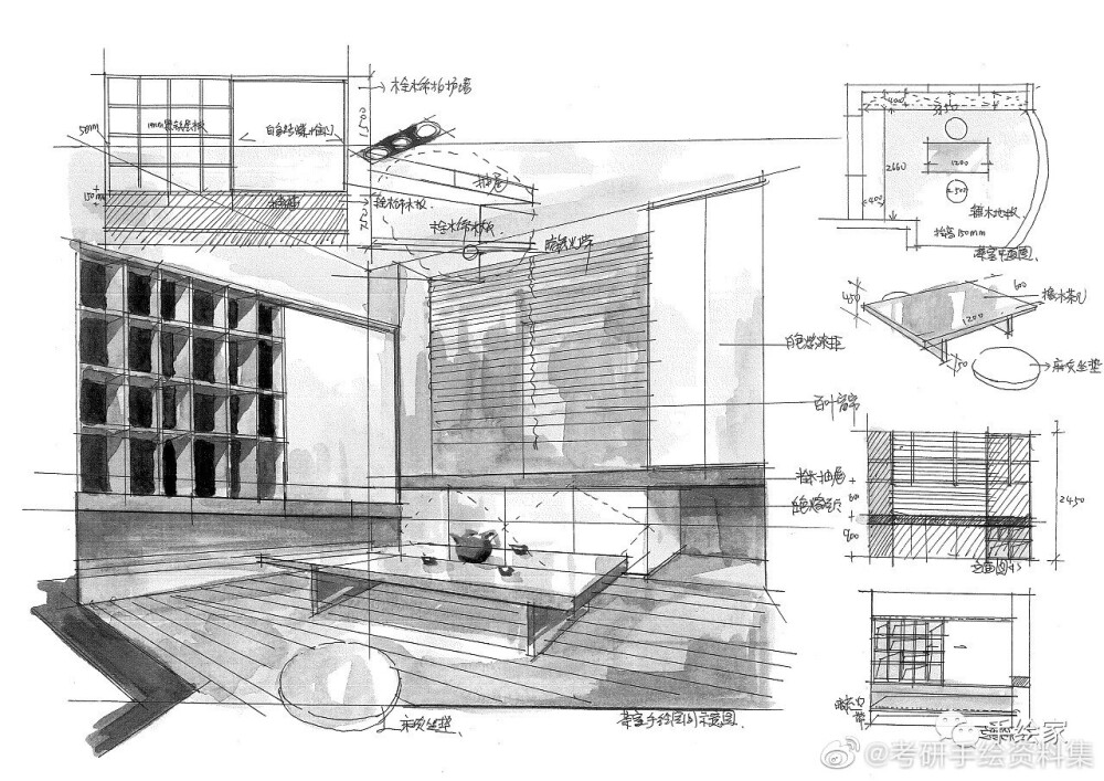 室内设计马克笔手绘快题设计建筑设计手绘商业空间